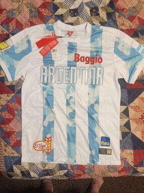 Baggio Argentina Men's Soccer Jersey - White & Light Blue